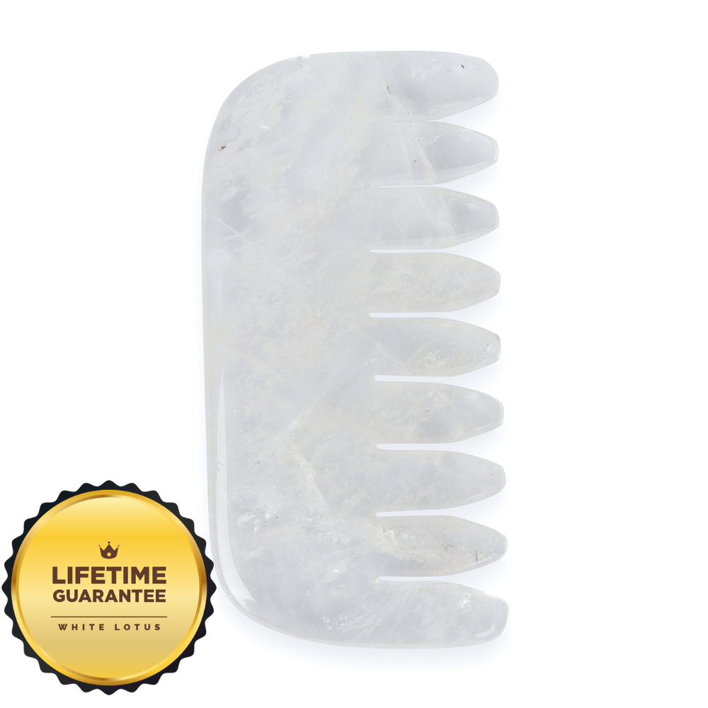 Peine de Cristal de Cuarzo Claro - Cristal Natural Libre de Químicos en una Caja Forrada de Seda de Firma