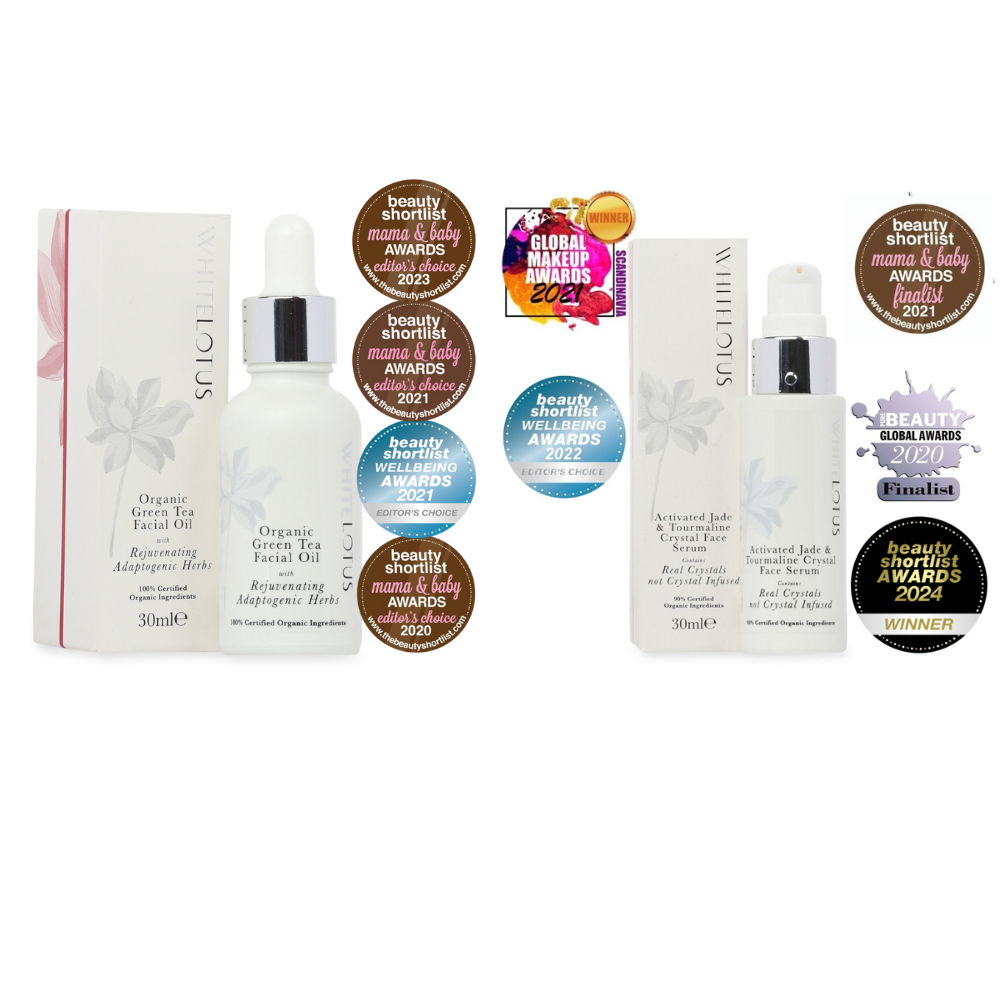 Suero Facial de Cristal Activado y Paquete de Aceite Facial de Té Verde Orgánico
