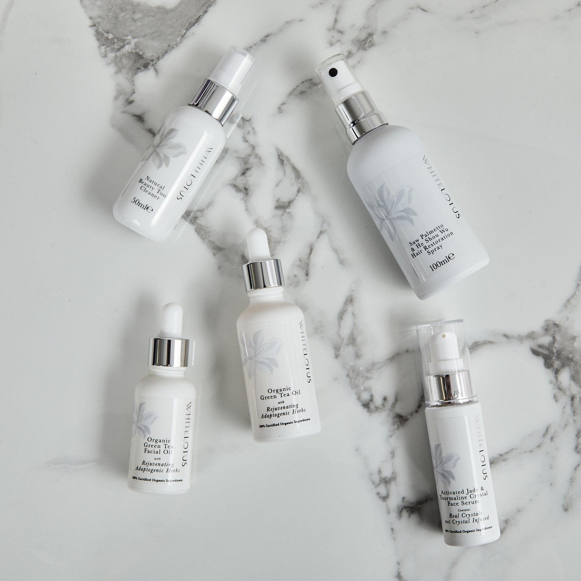 Suero Facial de Cristal Activado y Paquete de Aceite Facial de Té Verde Orgánico