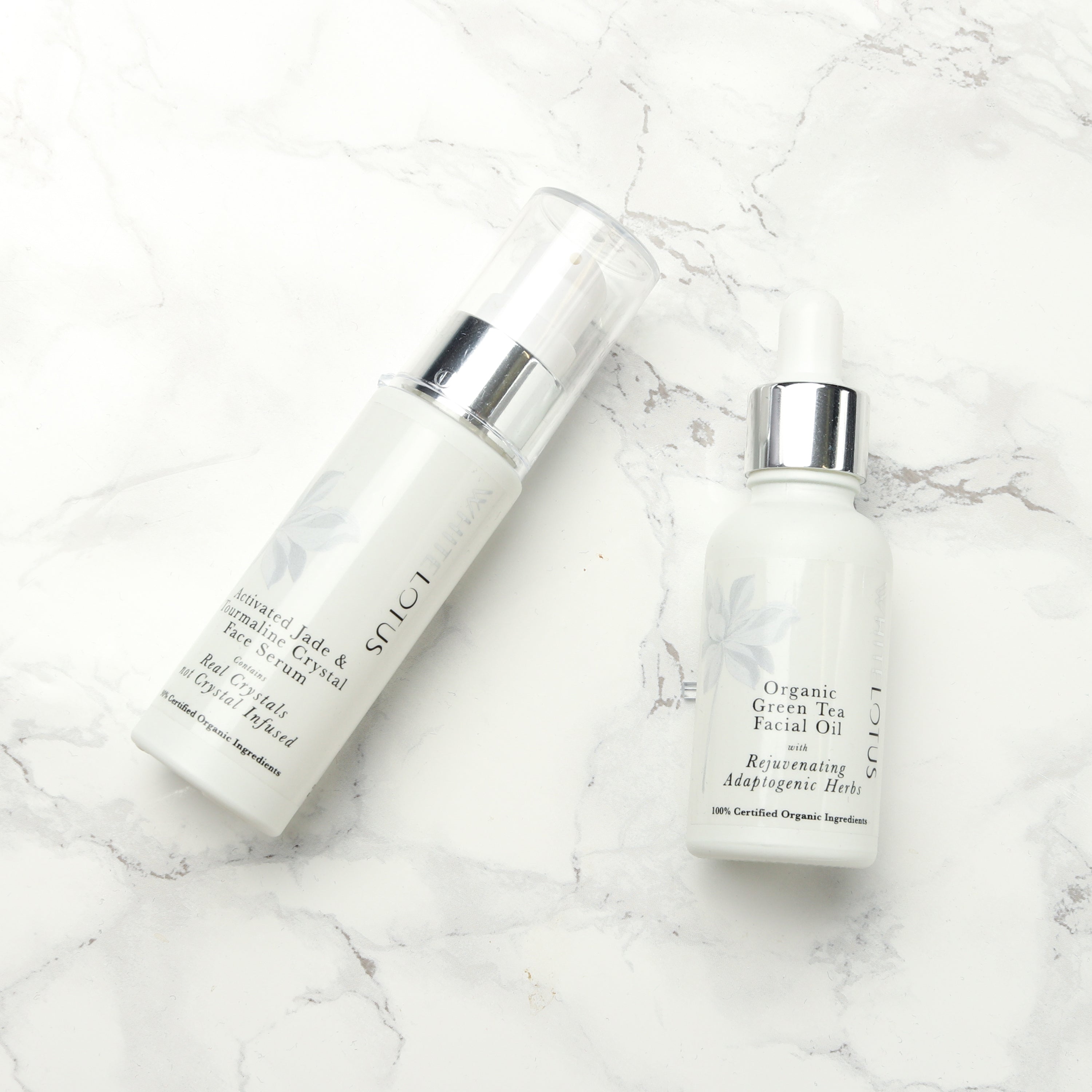 Suero Facial de Cristal Activado y Paquete de Aceite Facial de Té Verde Orgánico