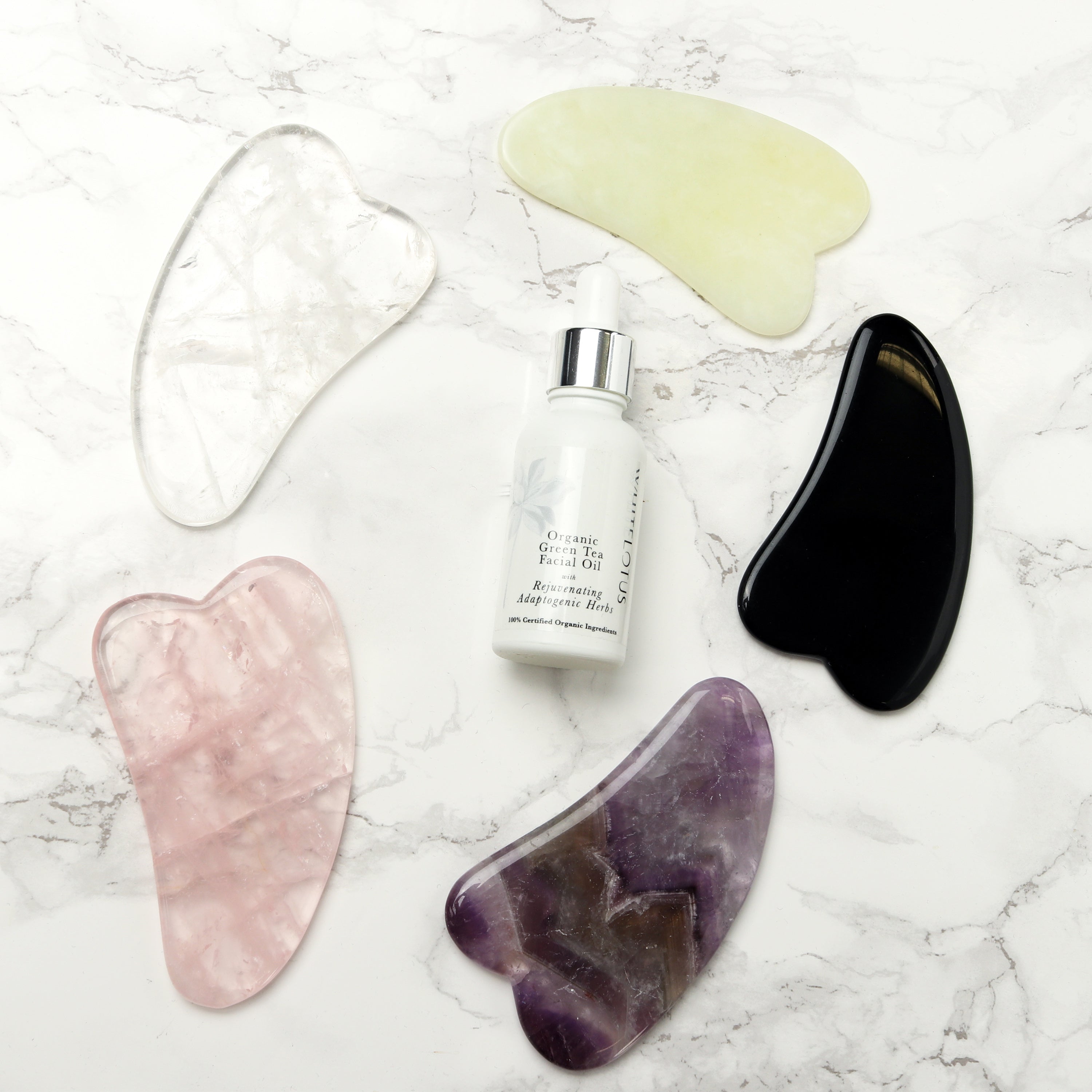 Suero Facial de Cristal Activado y Paquete de Aceite Facial de Té Verde Orgánico