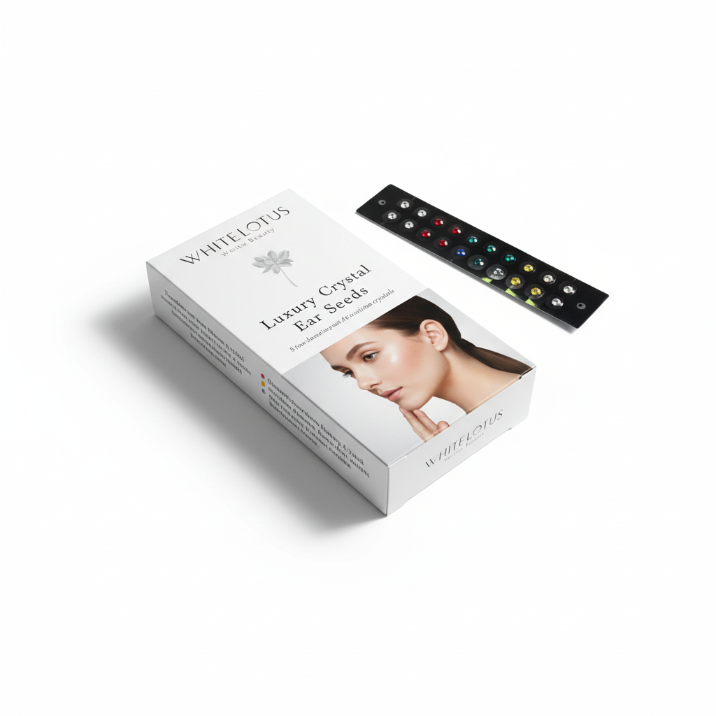 White Lotus Luxury Crystal Eye Seeds packaging with a woman's face on a white background