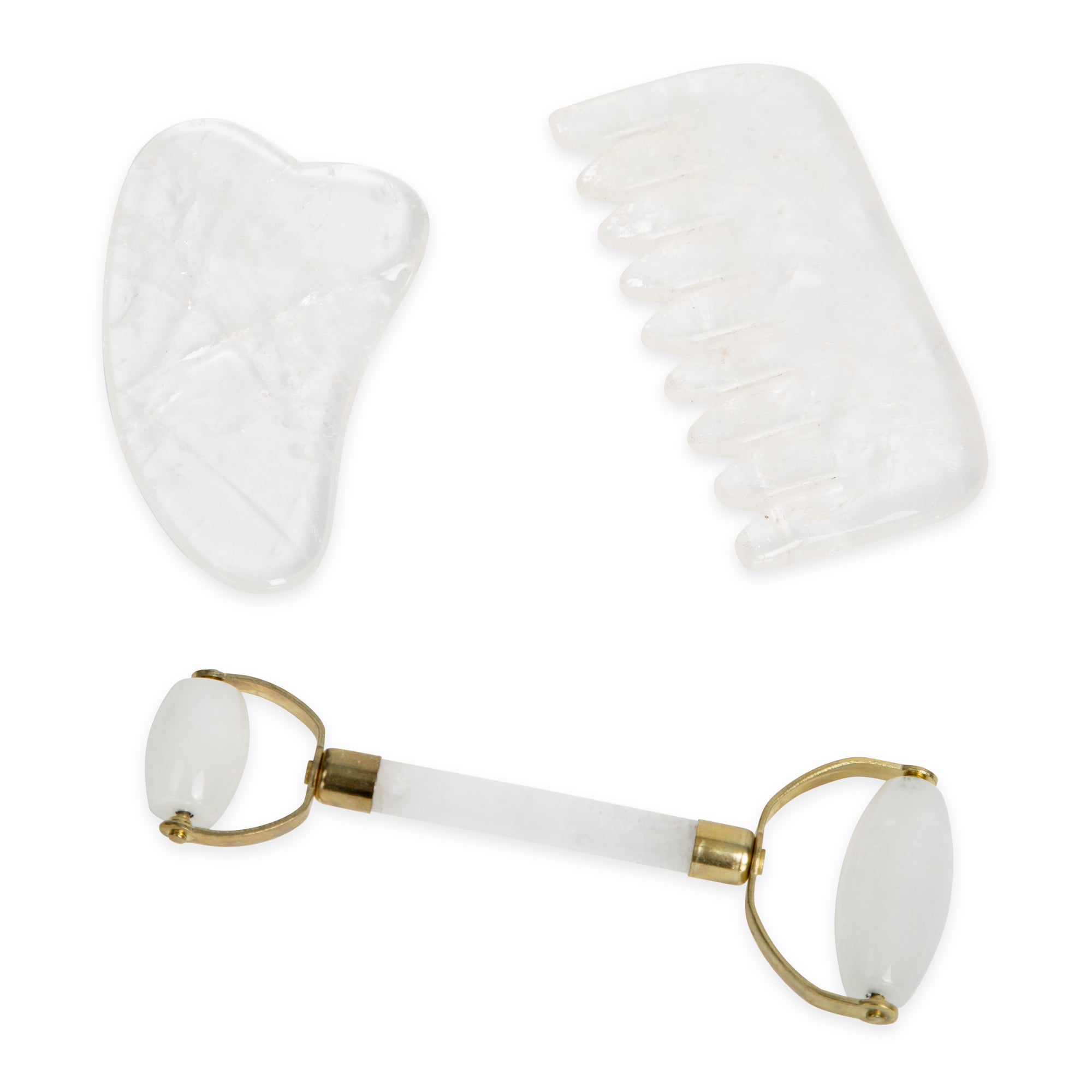Gua Sha en cristal de quartz clair - cristal naturel sans produits chimiques dans une boîte doublée de soie signature