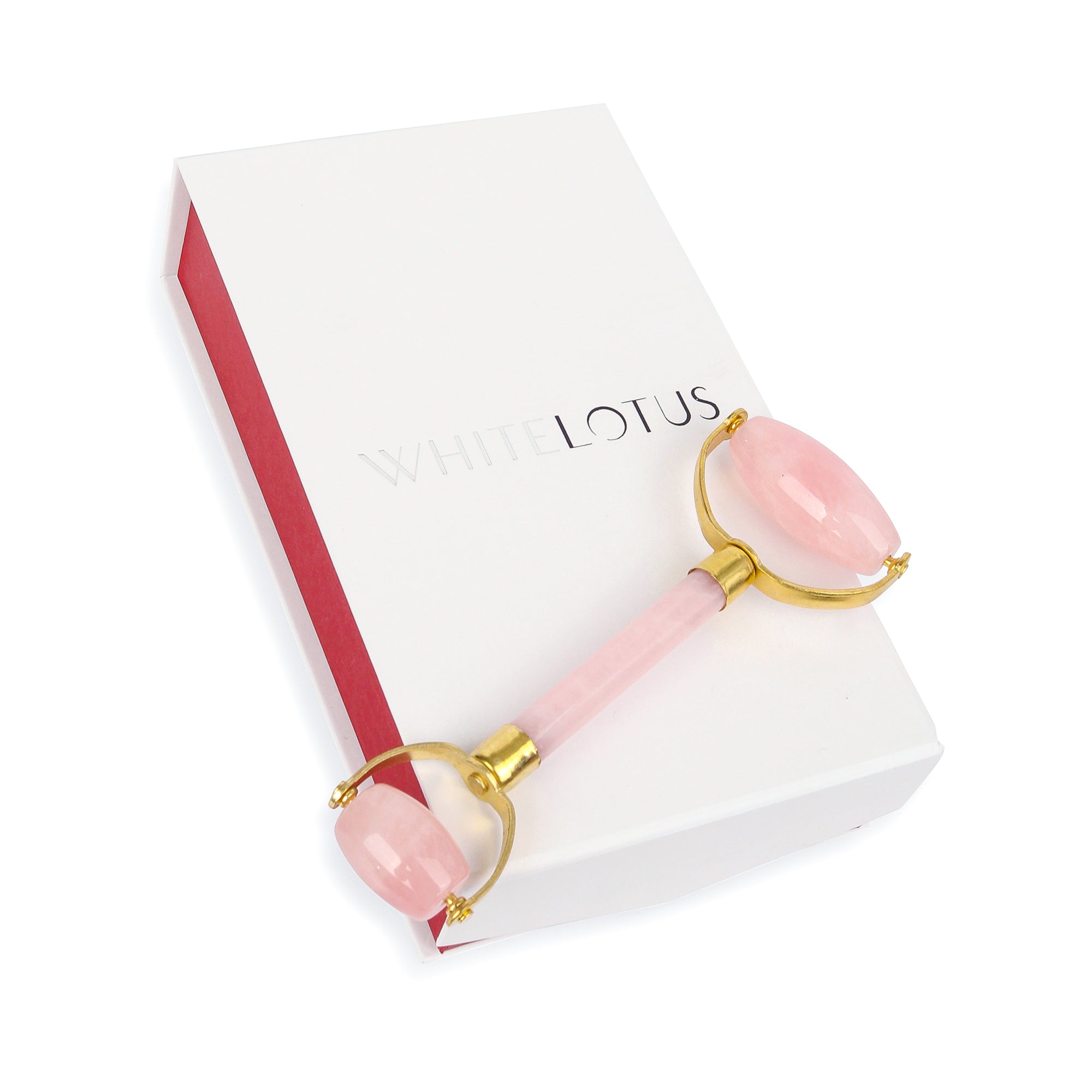 Double Headed Rose Quartz Roller - Natural Chemical Free Crystal in a Silk Lined Box US