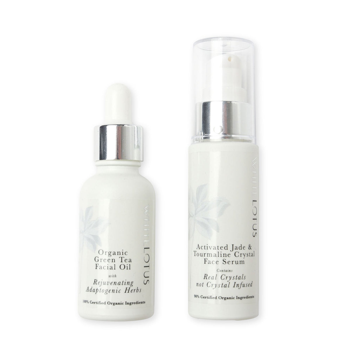 Sérum de visage à cristal activé et ensemble d'huile de visage au thé vert biologique