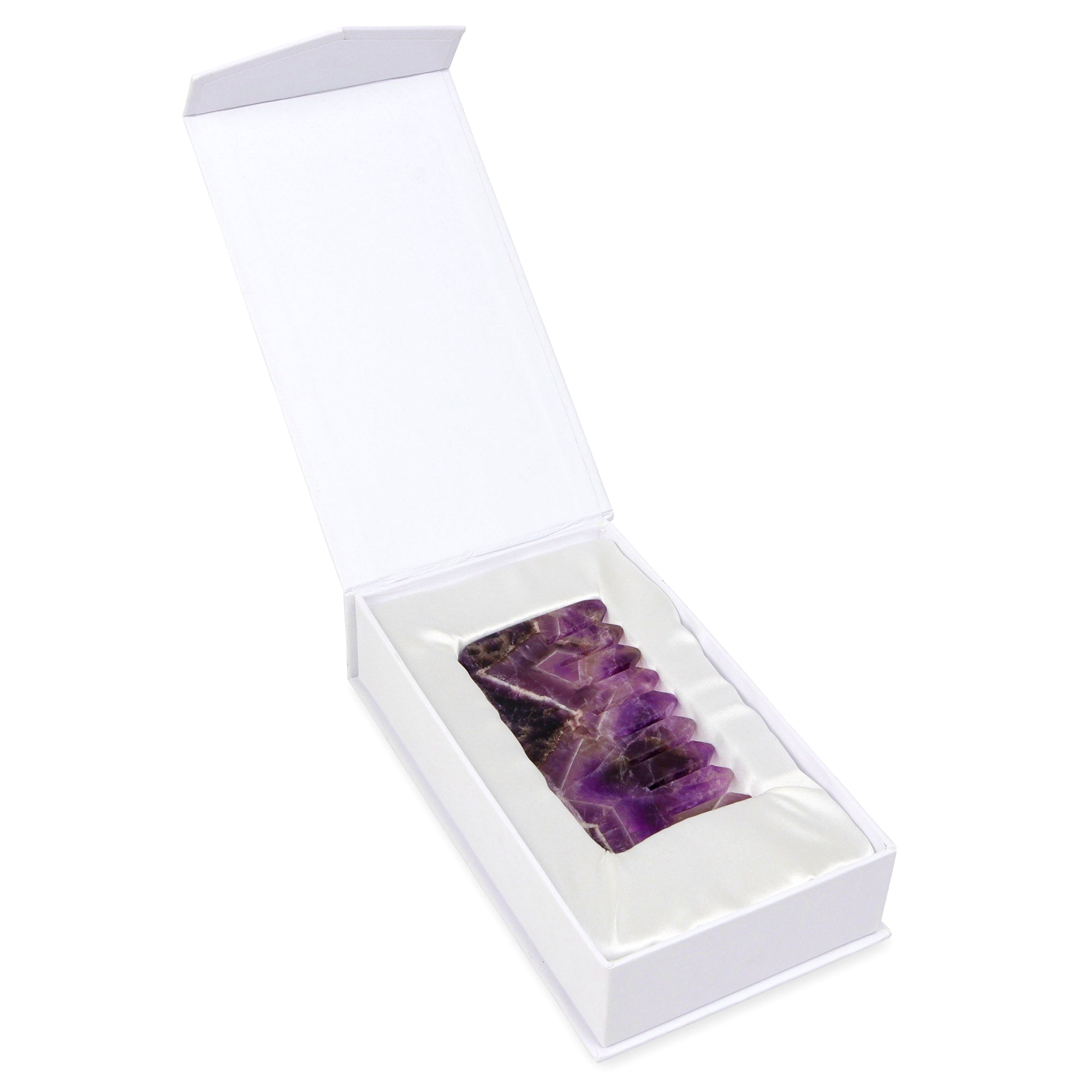 Amethyst Crystal Comb - Natural Chemical Free Crystal in a signature silk lined Box