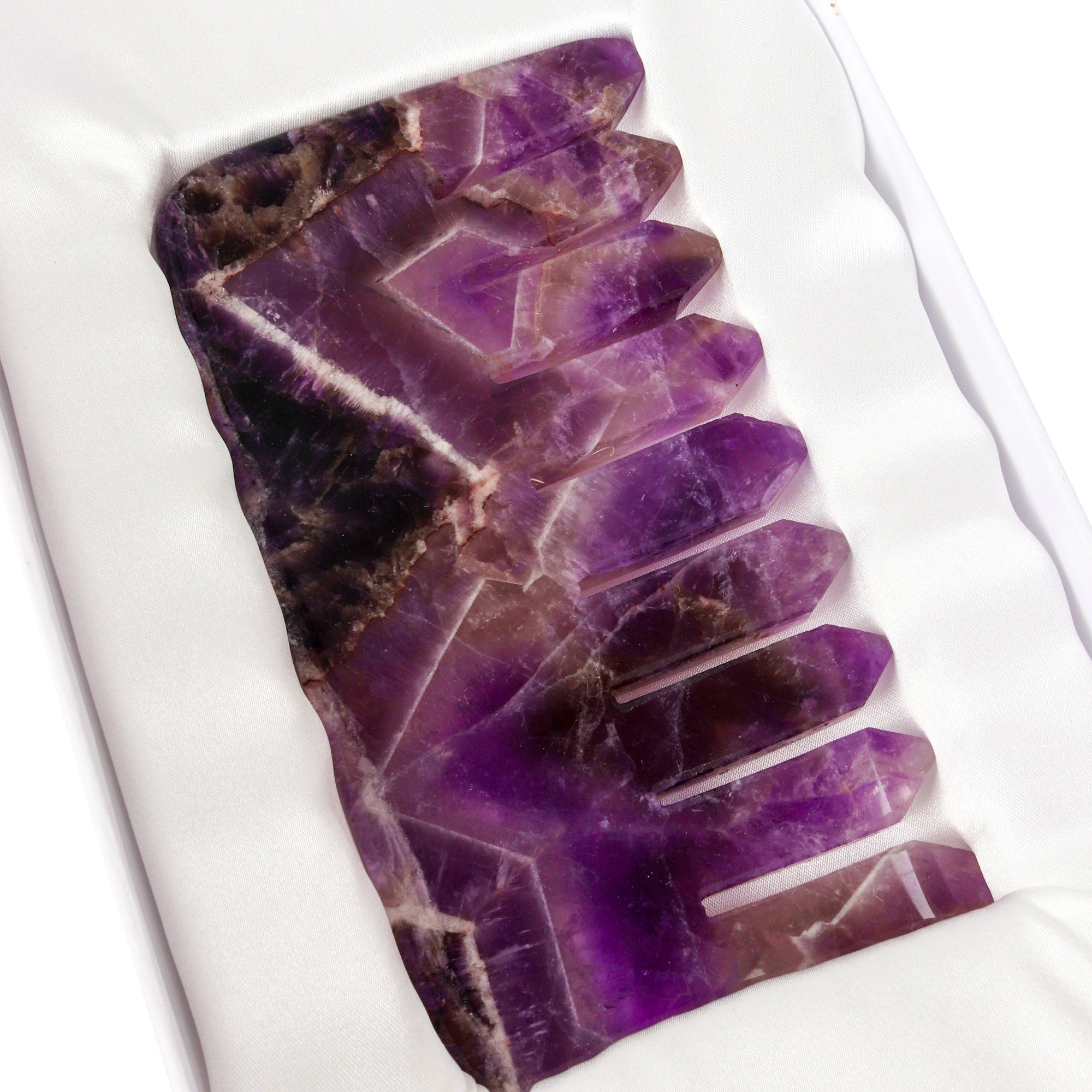 Amethyst Crystal Comb - Natural Chemical Free Crystal in a signature silk lined Box