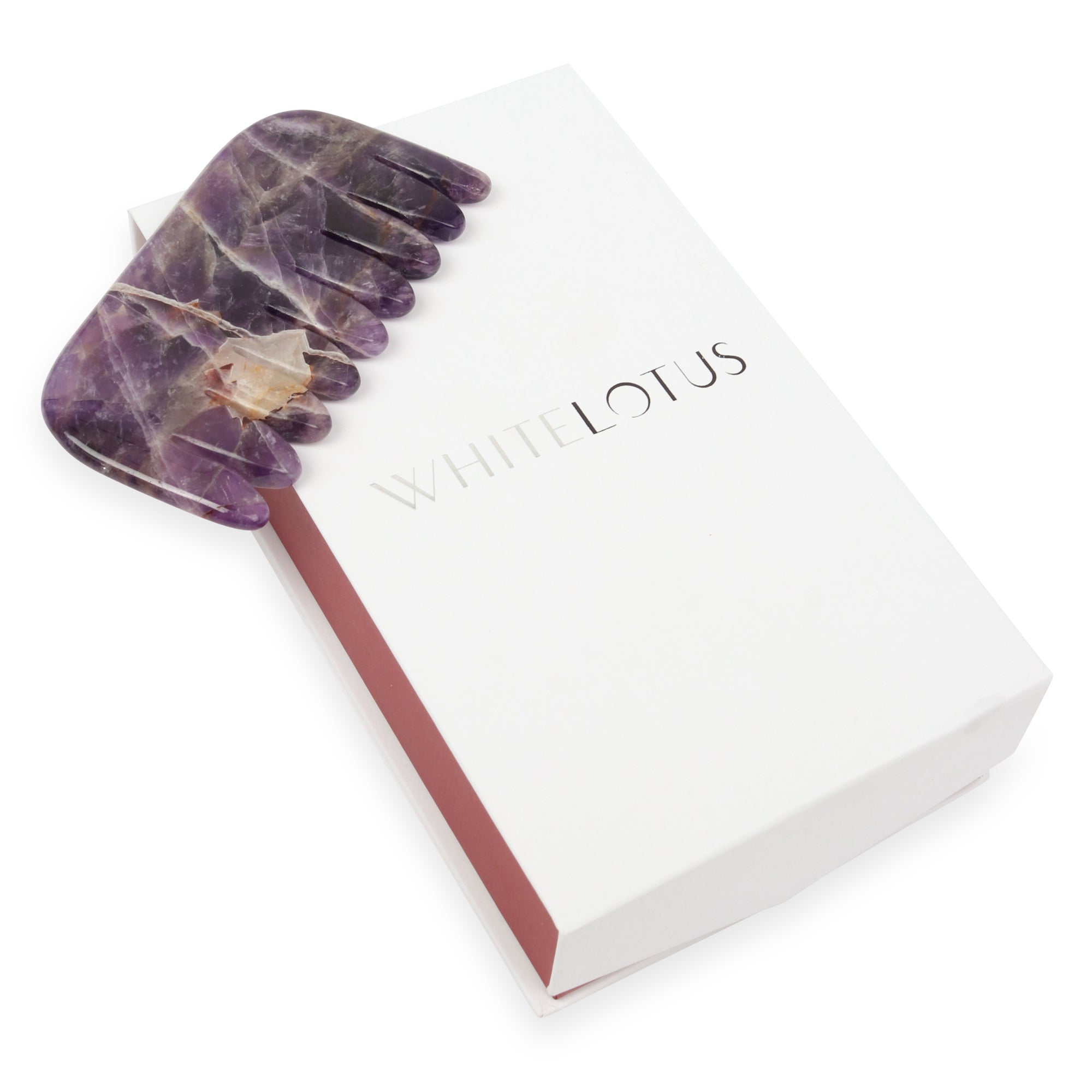 Amethyst Crystal Comb - Natural Chemical Free Crystal in a signature silk lined Box