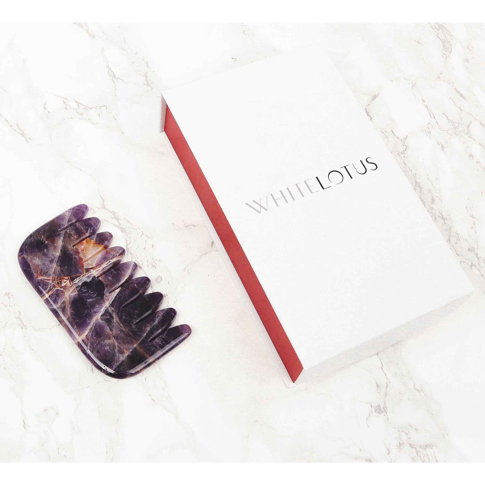 Amethyst Crystal Comb - Natural Chemical Free Crystal in a signature silk lined Box