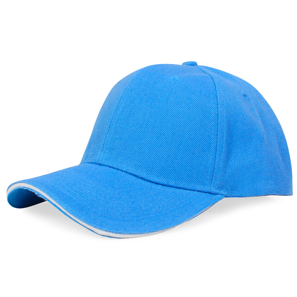 The side of a blue baseball cap