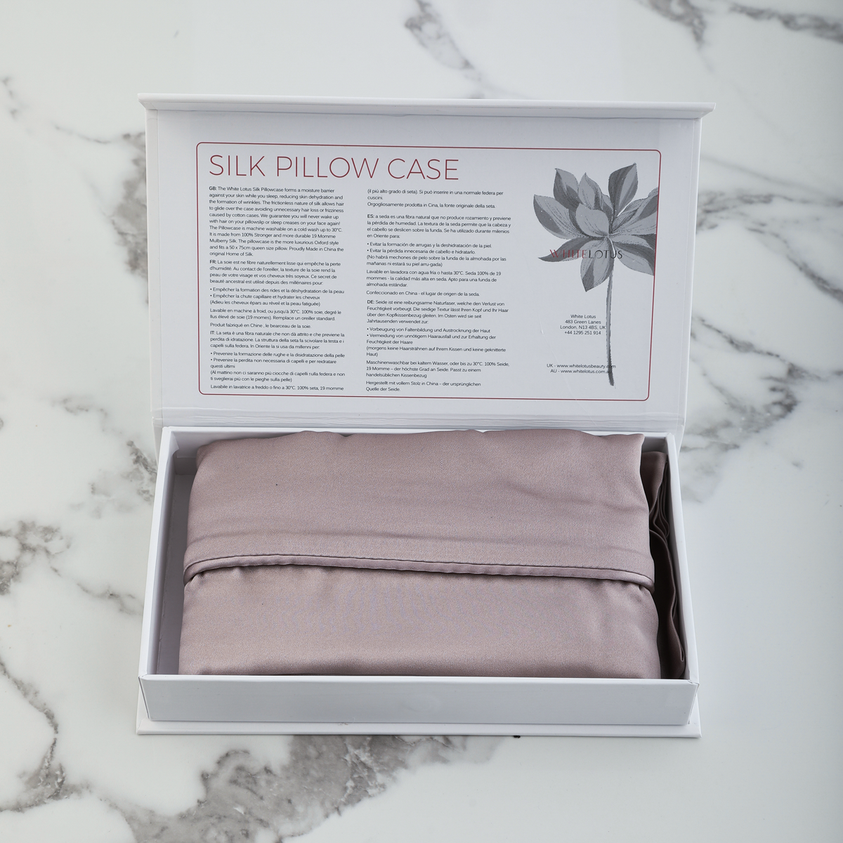 White Lotus Pure Silk Pillowcase for wrinkles and hair loss