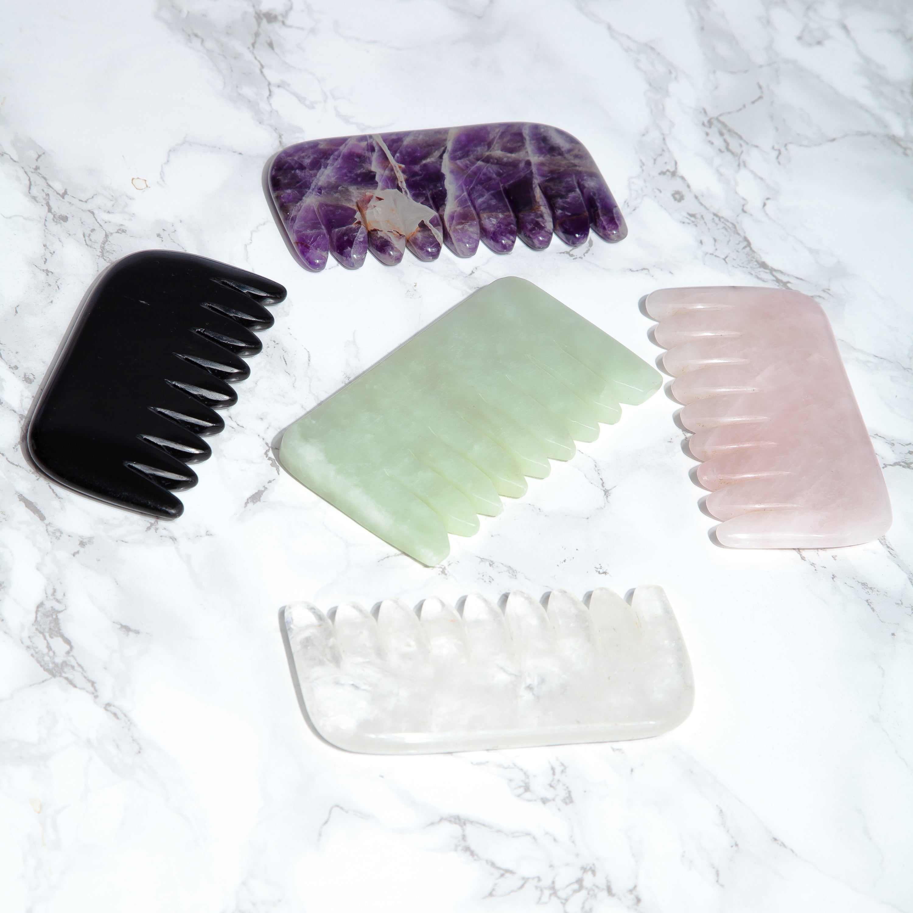Jade Crystal Comb - Natural Chemical Free Crystal in a Signature Silk Lined Box